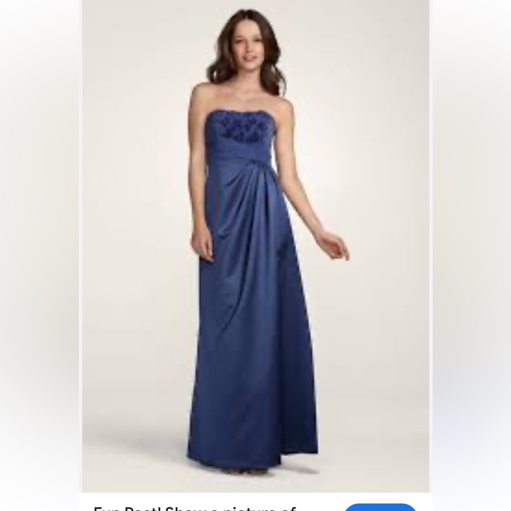 David's Bridal Strapless Navy Dress